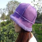 Winter Double Face Sheepskin Beanie Hat Real Shearling 100% Wool For Women for sale
