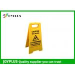 Yellow Plastic Caution Sign Board / Portable Sign Stands Eco Friendly 62x30cm for sale