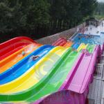 6 Lanes Fiberglass Mat Racer Water Slide Rainbow Racing Water Slides 10m Height for sale