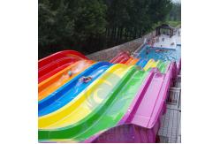China 6 Lanes Fiberglass Mat Racer Water Slide Rainbow Racing Water Slides 10m Height supplier
