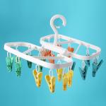 24 Clamps Folding Clothes Hanger Clips Hold Socks Underwear Bra Windproof