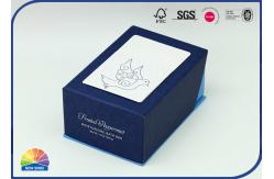 China Custom Printed Blue Foil Hot Stamping Hinged Lid Cardboard Box supplier