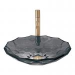 Transparent Black Glass Wash Basin Diecasting Crystal Bathroom Vanity Sink for sale
