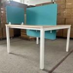 Wooden Single Office Space Modular Desktop Workstation With Desktop Partition