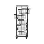 Foldable Design Steel Storage Trolley , 3 Tier Rolling Utility Cart Multifunctional