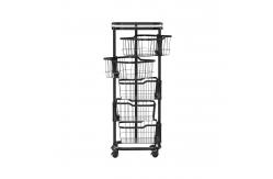 China Foldable Design Steel Storage Trolley , 3 Tier Rolling Utility Cart Multifunctional supplier