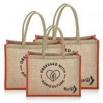 China 350GSM Jute Fabric Hemp Material Burlap Tote Bag Foldable for sale