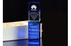 China Blue K9 Crystal Trophy Cup Big Competitions Use With 3D Laser Engraving Logo supplier