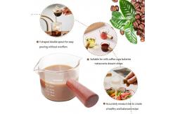 China Wooden Handle Essential Barista Tools Glass Espresso Measuring Cup 3oz supplier