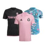 Plain Polyester Breathable Mens Football Jersey Soccer Uniforms Sets Black/Pink/ Blue for sale