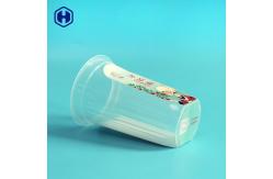 China Clear  Round  IML Plastic Containers 380ML 12OZ Dark Plum Juice  Packaging supplier
