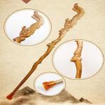 Rubber Tip Hand Carved Wooden Hiking Sticks T Handle for sale