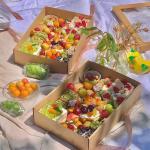 Kraft Picnic Box with Window 3-Compartment Eco-Friendly Packaging for sale