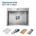 33 x 22 Topmount Stainless Steel Kitchen Sink Cabinet PVD NANO COLOR for sale