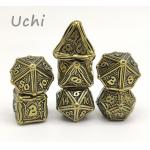 Polished Durable Polyhedral 7 Dice Set , Gold Plated Custom Metal Dice Set for sale