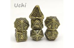 China Polished Durable Polyhedral 7 Dice Set , Gold Plated Custom Metal Dice Set supplier