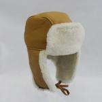 Real fur lined trapper hats genuine leather trapper sheepskin shearling hat for sale