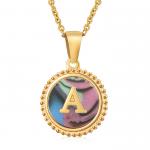 Unique Jewelry 16MM 18K Gold Plated Stainless Steel 3D Shell Letter Necklace Women'S Letter Pendants for sale