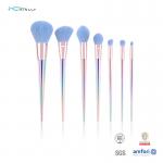 Custom Logo 7pcs Travel Makeup Brush Set Gradient Colorful Plastic Handle for sale