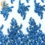 Stunning Tulle Glitter Lace Fabric Embroidery Beads For Wedding for sale
