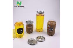 China 250ml 330ml 650ml Clear Soft Drink PET Beverage Can With Easy Open Lid supplier