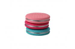 China PU Cosmetic Pocket Mirror Foldable 72mm Thickness Weave Pattern supplier