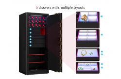 China Watch Winder And Drawers Jewelry Safe Box Solid Steel 6mm Removable shelves 395kg supplier