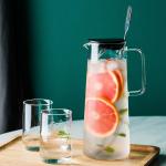 Lead Free Glass Water Pitcher With Silicone Lid / Spoon 1350ml Capacity