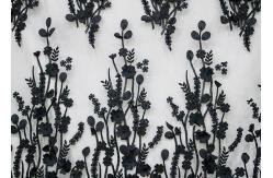 China Polyester 3D Flower Lace Fabric For Wedding Dresses , Embroidered Bridal Lace Fabric supplier