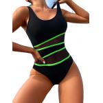 Stitching Black Sexy Bikini Gauze High Waist One Piece Bikini Women'S Swimsuit for sale