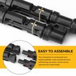 Waterproof Y Solar PV Connectors Practical FMM+MFF 2 Pairs Lightweight