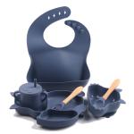 Dark Blue Silicone Weaning Set Customized Silicone Products Durable for sale