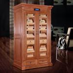 Solid Wood Dual-Door Cigar Cooler Humidifier Cabinet With Secure Locking for sale