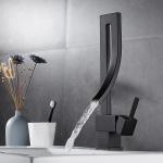 Brass Modern Single Hole Single Handle Basin Mixer In Matte Black for sale
