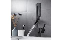 China Brass Modern Single Hole Single Handle Basin Mixer In Matte Black supplier
