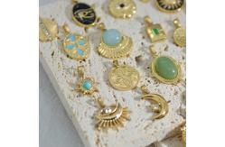 China 18k Gold Plated Natural Stone Pendant Charms For Necklace Earrings Custom DIY supplier
