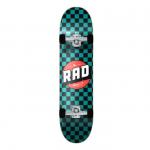 RAD Wheels Checker 2 Black / Teal Mini Complete Skateboard - 7.2 x 30 for sale