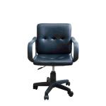 Black Leather Home Office Computer Chair Mid Back With Nylon Armrest 8.6KG