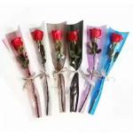 Transparent Opp Single Rose Bouquets Flower Sleeve Packaging Gravure Printing for sale