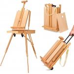 Holds Canvas Wood Portable Adjustable Art Painting Easel French Style With Palette for sale
