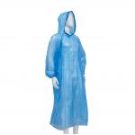 Camping Hiking Mountaineering Blue White PE Disposable Waterproof Raincoat With Hood for sale