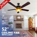 1stshine Remote Ceiling Fan Light with Traditional 5 MDF Blades and Home Office Design for sale