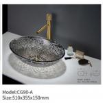 Crystal Tempered Glass Bathroom Countertop Sinks Round SDAYI Italy Design for sale