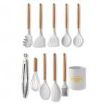 Wood Silicone Kitchen Utensil Sets 11PCS Nonmelting Odorless Scaldingproof for sale