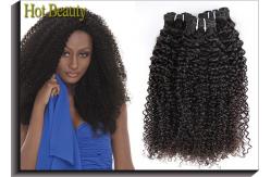 China High Density Natural Virgin Human Hair Extensions / Peruvian Kinky Curly Bundles supplier