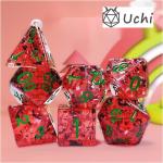 Red pomegranate Sequins Resin Boarding Dice Set  dnd dice for sale