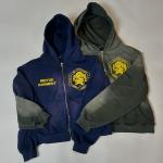 Screen Printed Logo Acid Wash Zip Hoodie Sun Fade Distressed Black Hoodie 420 Grams for sale