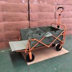 PVC Wheel Orange Folding Wagon Portable Beach Trolley Cart Camping Wagon for sale