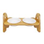 Ceramic Wooden Inclined Cat Food Bowl Double Sustainable ODM for sale