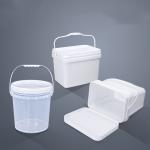 8L Thickened White Transparent Large Square Plastic Bucket Container With Lids Food Grade for sale